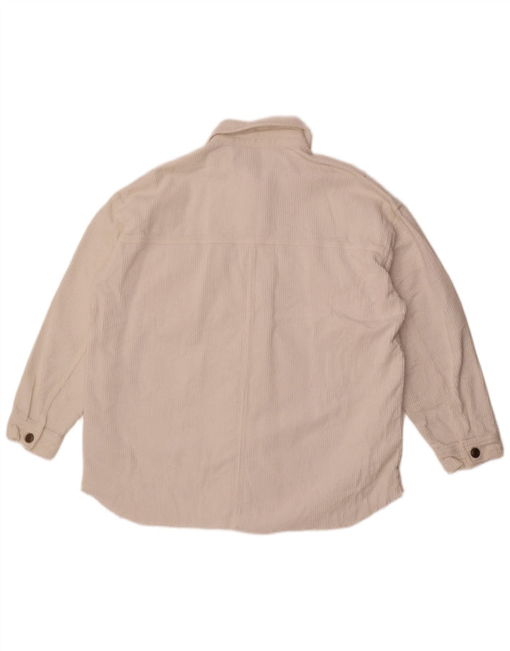 Zara Dame Oversized Corduroy Jacket UK 10 Small White Bomuld