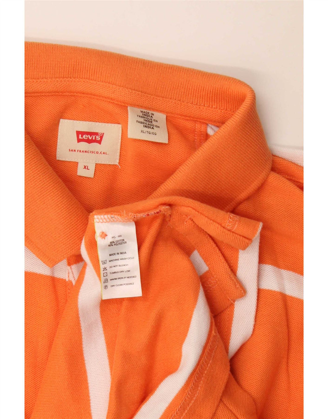 Levi's herre poloshirt XL orange stribet bomuld