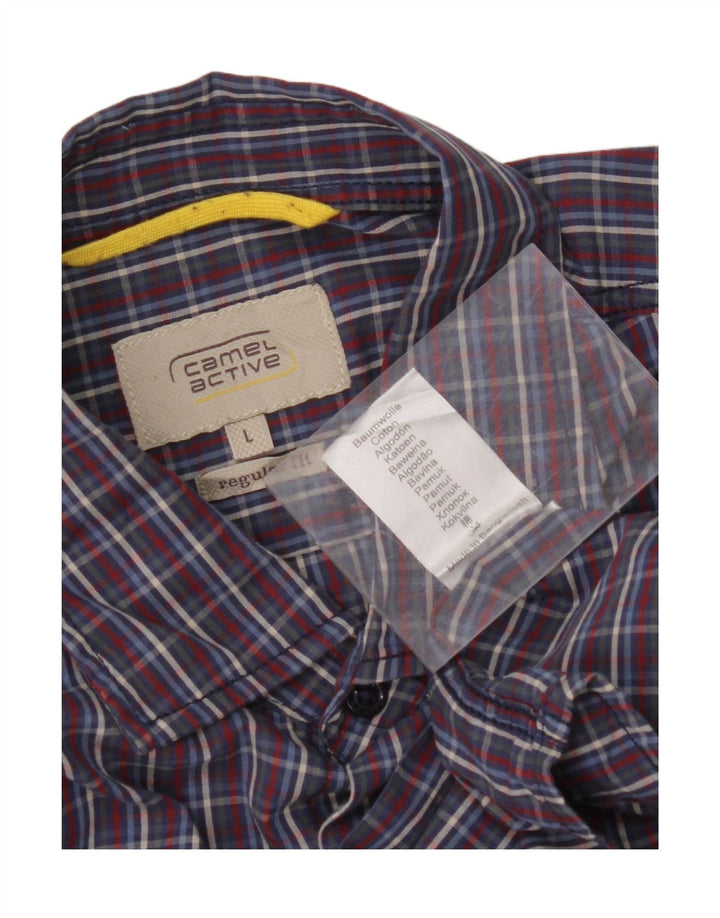 CAMEL ACTIVE Mens Regular Fit Shirt Large Navy Blue Check Cotton