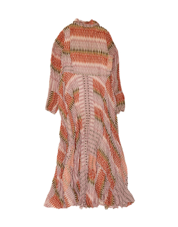MINT FLØJEL Dame Langærmet Maxikjole UK 12 Medium Flerfarvet Ikat