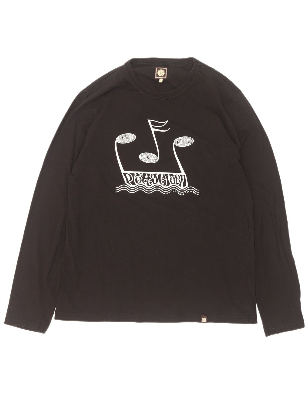 Pretty Green Herre Grafisk Top Langærmet Stor Sort Bomuld