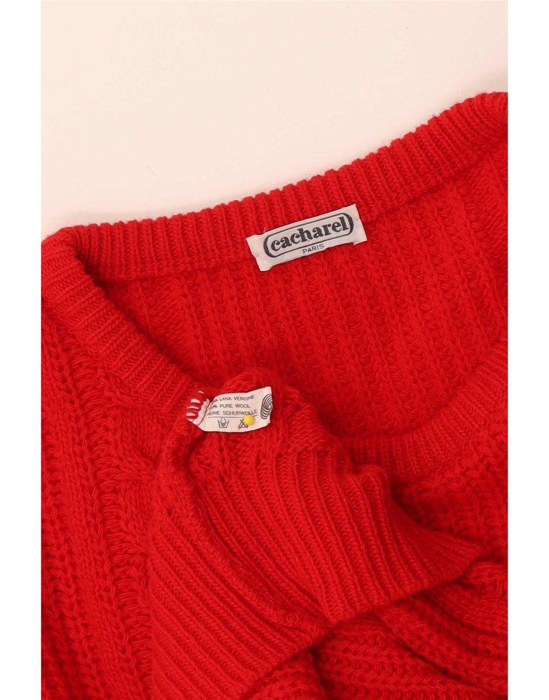 Cacharel Dame Boat Neck Jumper Sweater UK 18 XL Rød Uld
