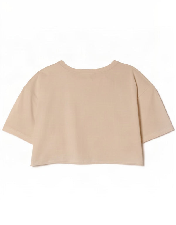 Zara Womens Crop T-Shirt Top UK 14 Medium White Bomuld