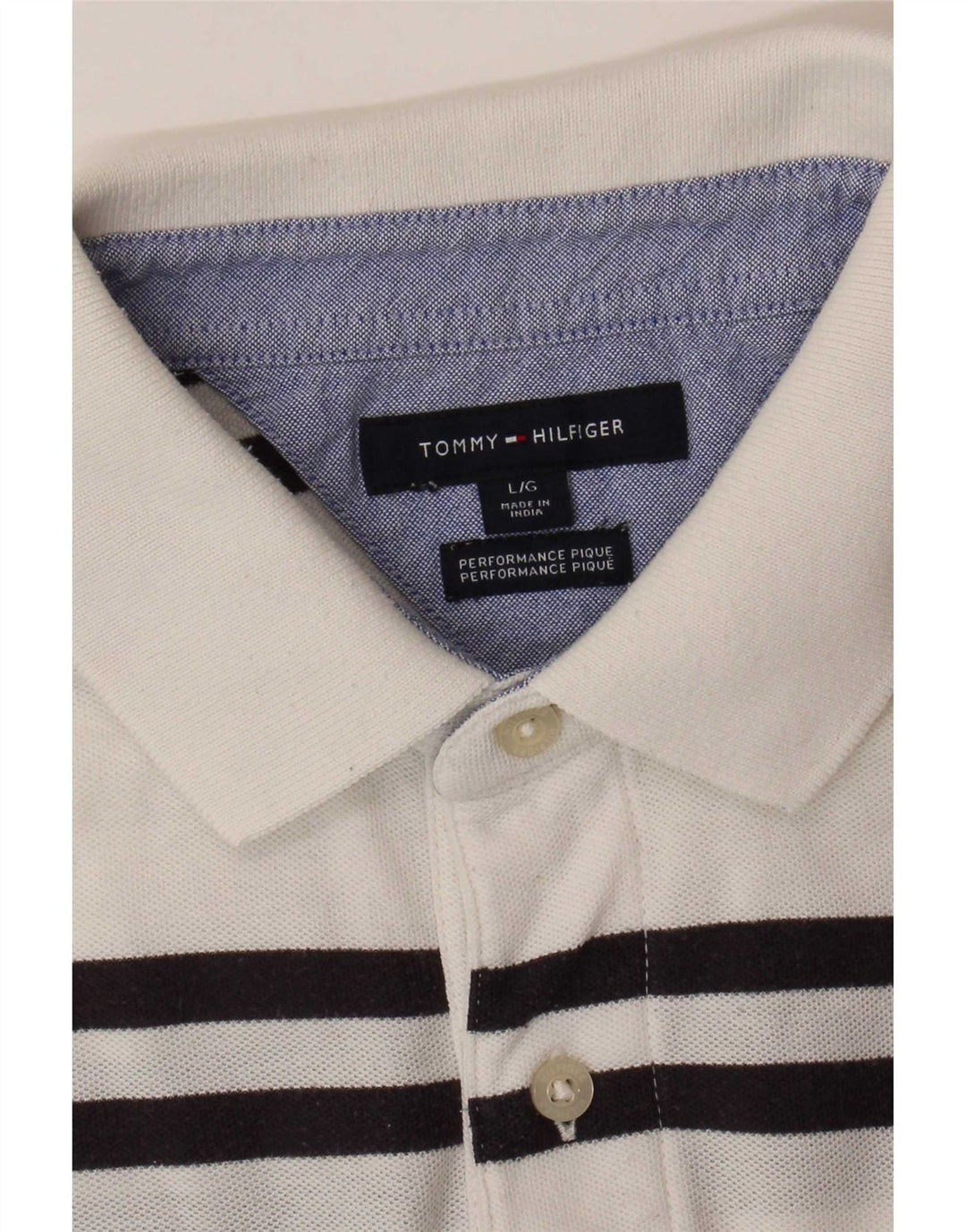 Tommy Hilfiger Herre Polo Shirt Stor Hvid Stribet