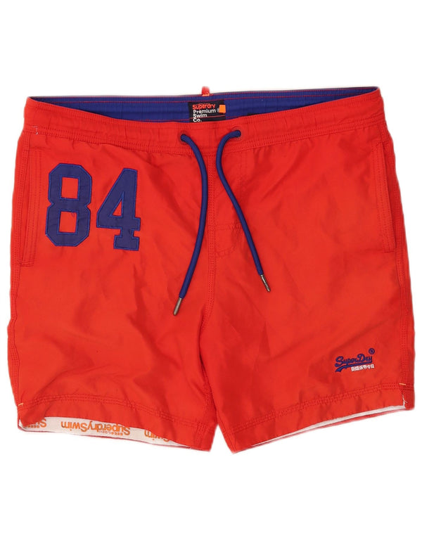 Superdry grafiske badeshorts til mænd, medium rød polyester