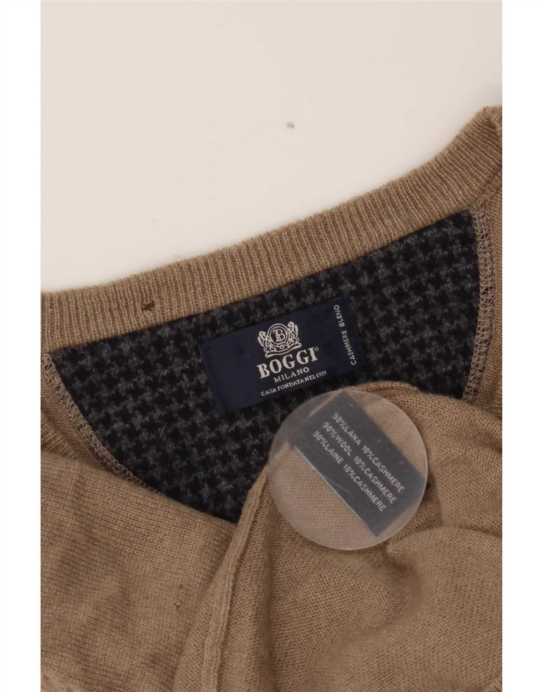 Boggi Herre V-hals sweater Small Beige Uld