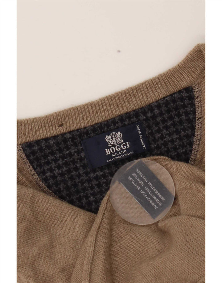 Boggi Herre V-hals sweater Small Beige Uld