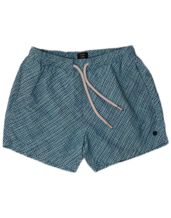 Superdry Badeshorts til mænd store blå ternet polyester