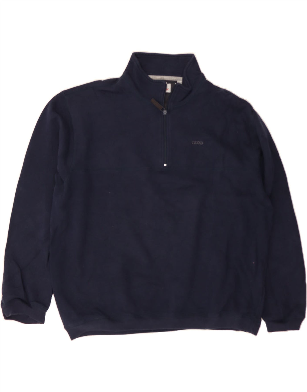 IZOD Mens Zip Neck Sweatshirt Jumper XL Navy Blue Cotton Vintage Izod and Second-Hand Izod from Messina Hembry 