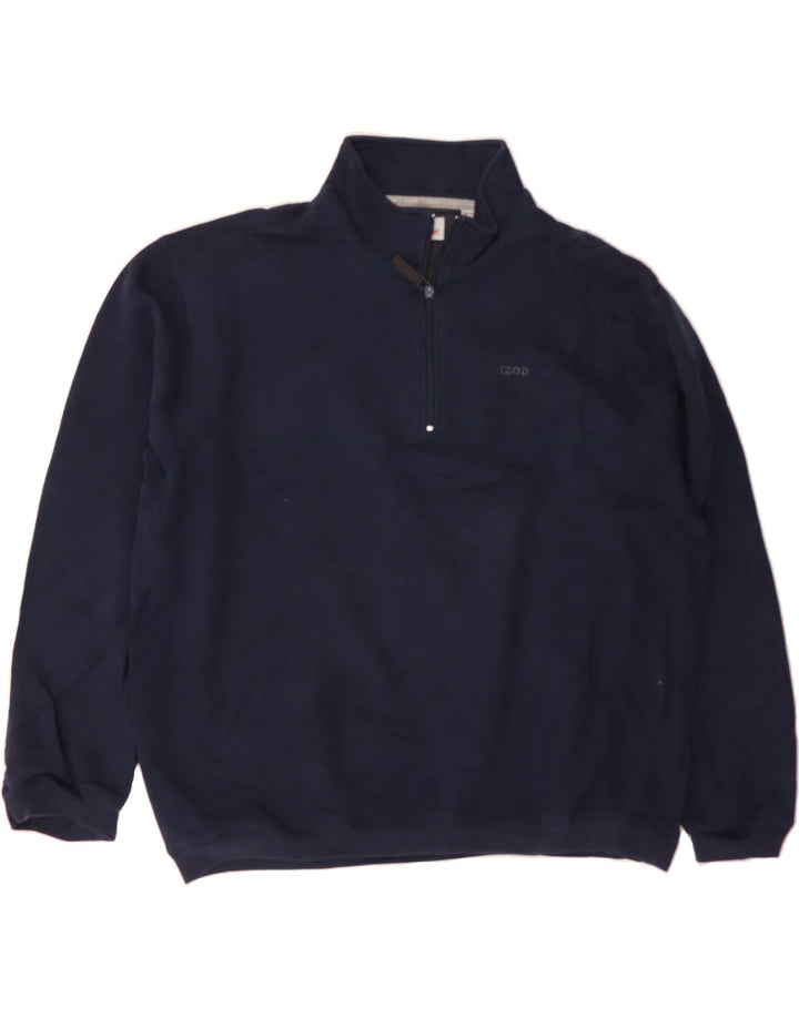 IZOD Mens Zip Neck Sweatshirt Jumper XL Navy Blue Cotton Vintage Izod and Second-Hand Izod from Messina Hembry 