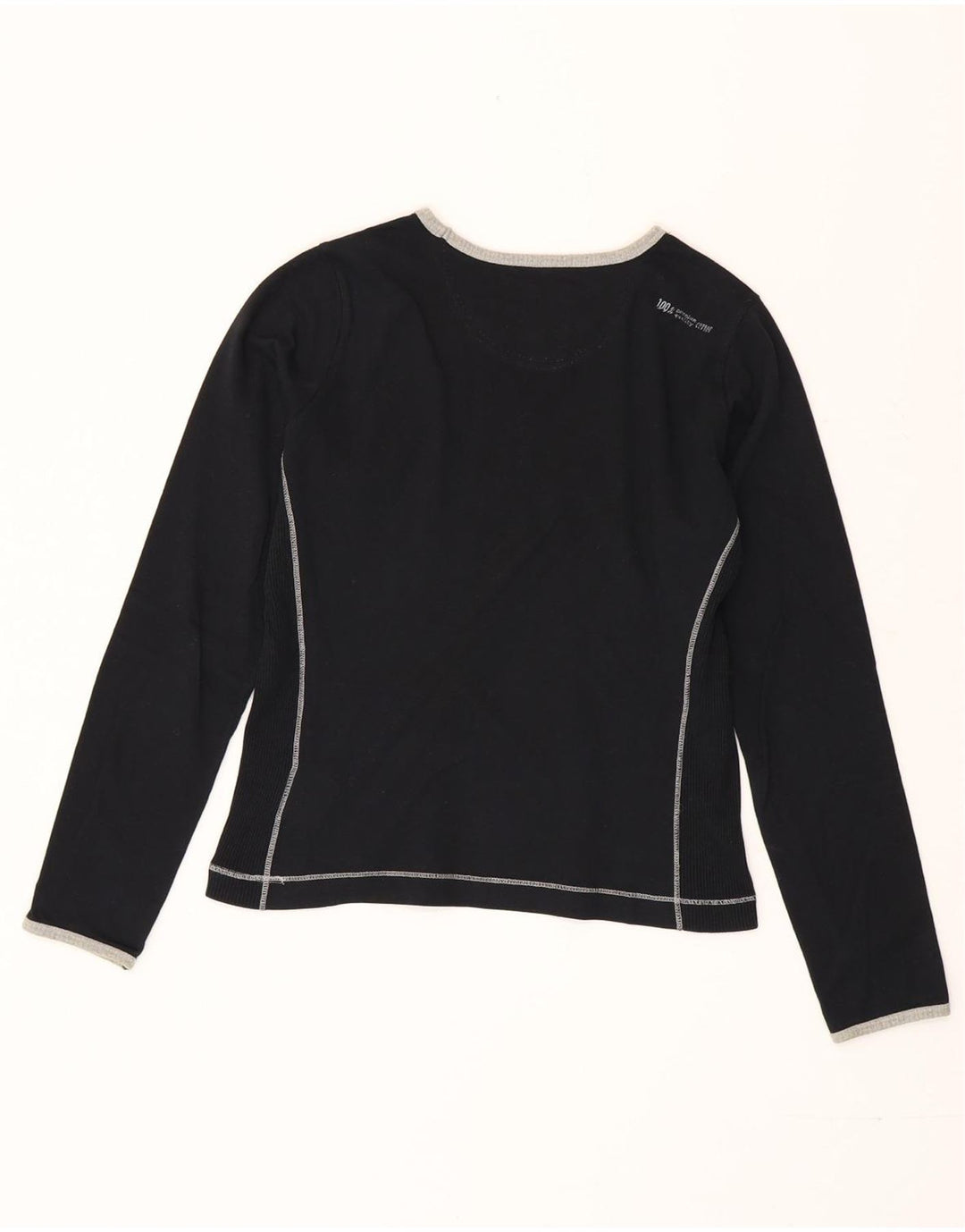 Champion Womens Heritage Classics Grafisk Top Langærmet UK 10 Lille Sort
