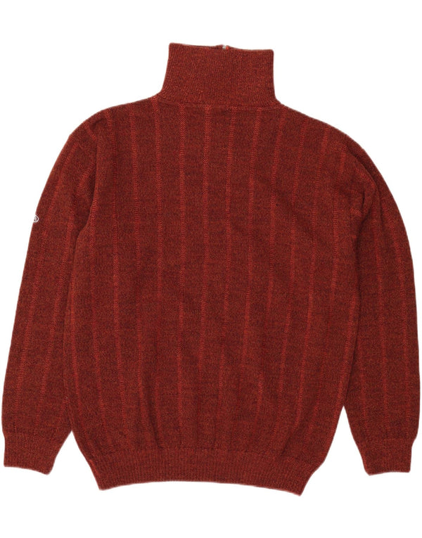 Vintage Mens Zip Neck Jumper Sweater IT 48 Medium Maroon Acrylic