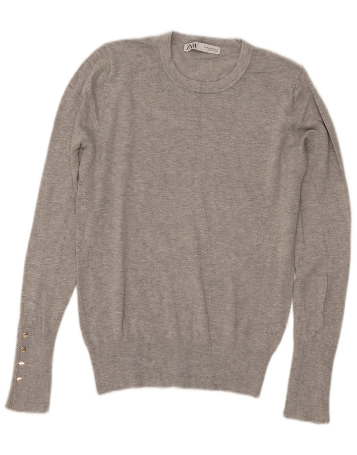 Zara Dametrøjetrøje med rund hals DK 12 Medium Grå