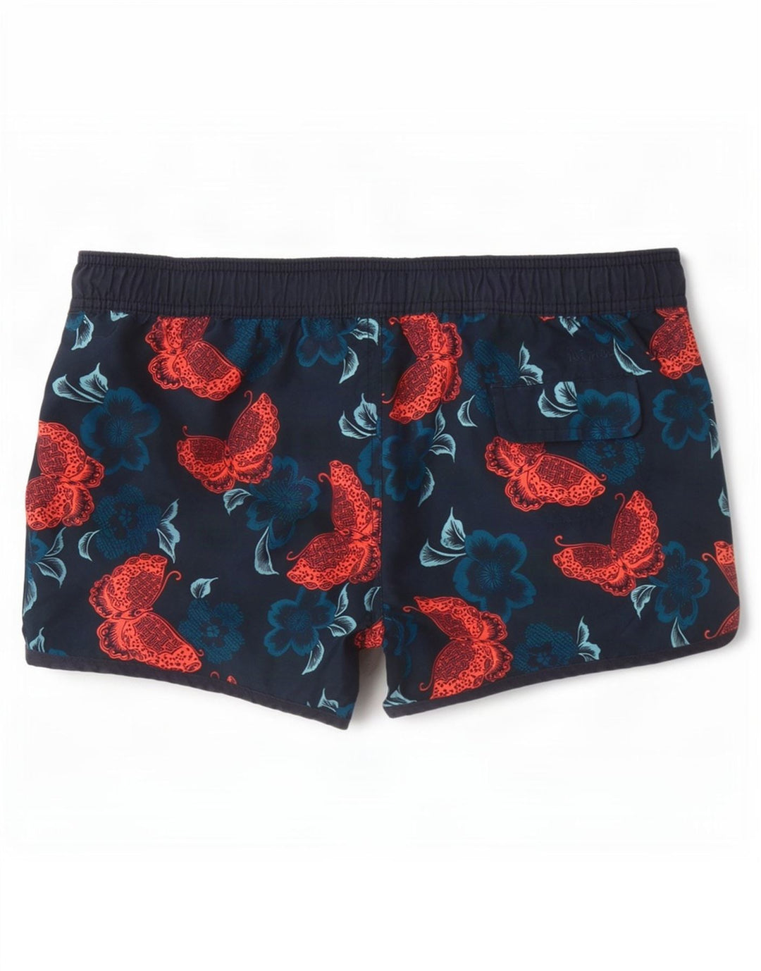 Fat Face Dame Badeshorts UK 12 Medium Navy Blue Floral Polyester