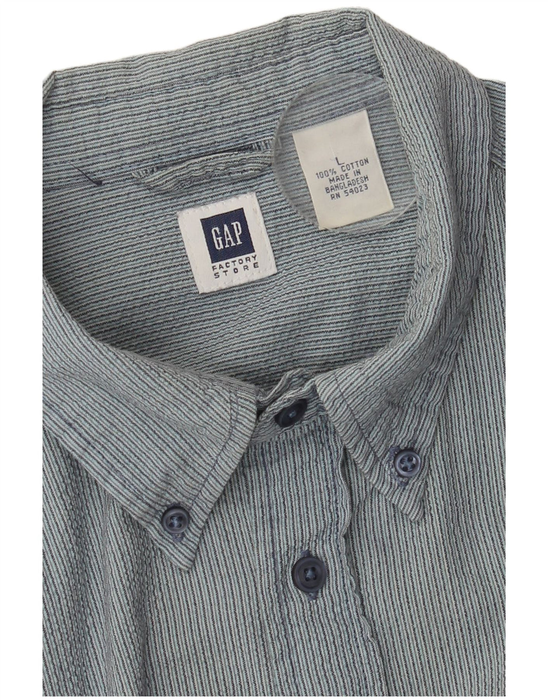 GAP Mens Short Sleeve Shirt Large Blue Pinstripe Cotton