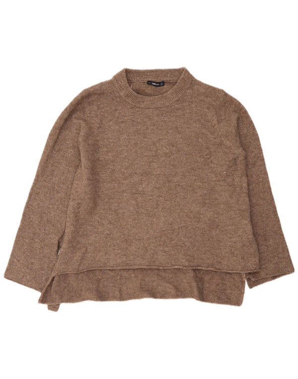 Zara Womens Relaxed Fit Jumper Sweater UK 10 Lille brun akryl