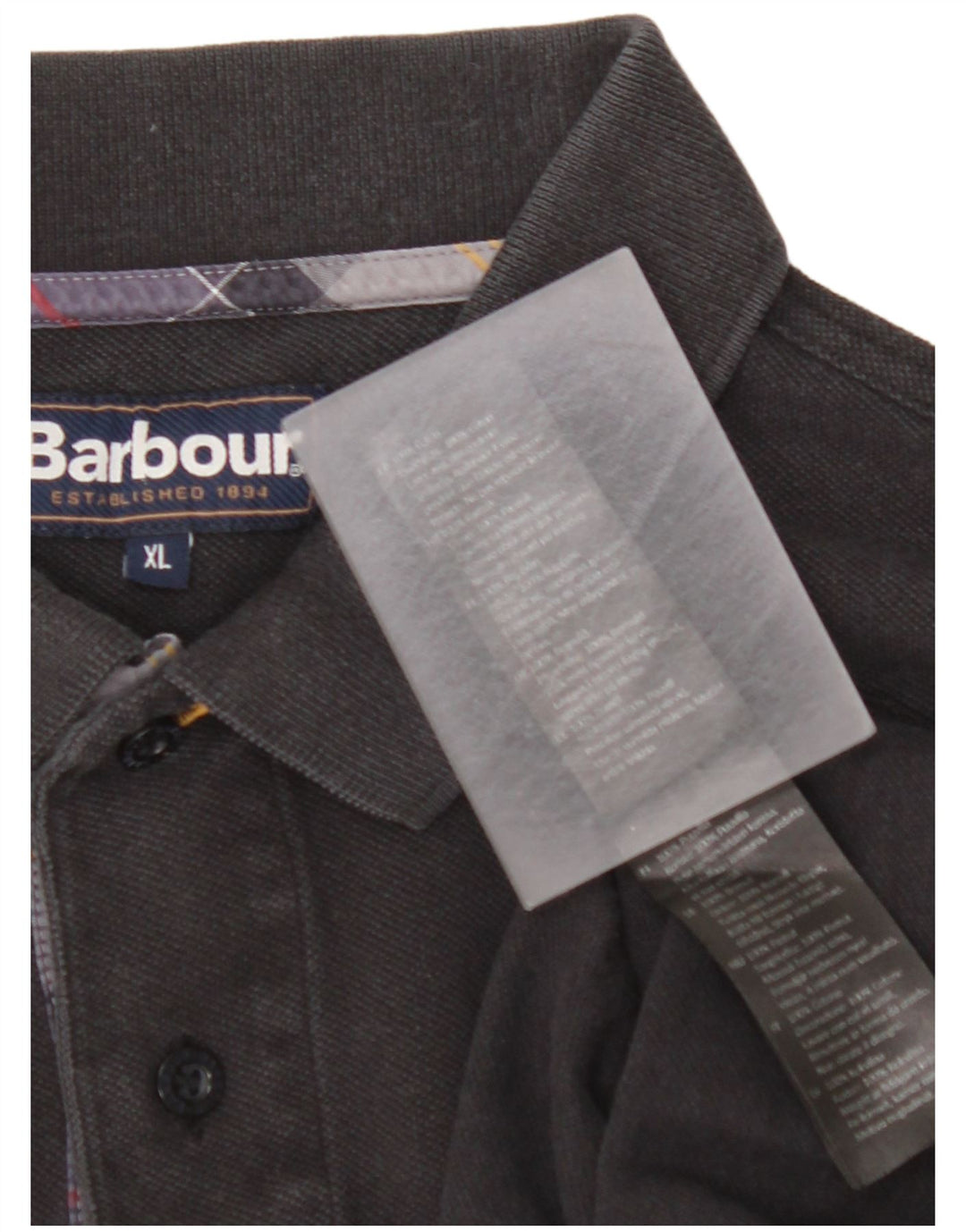 BARBOUR Langærmet poloshirt til mænd XL sort bomuld