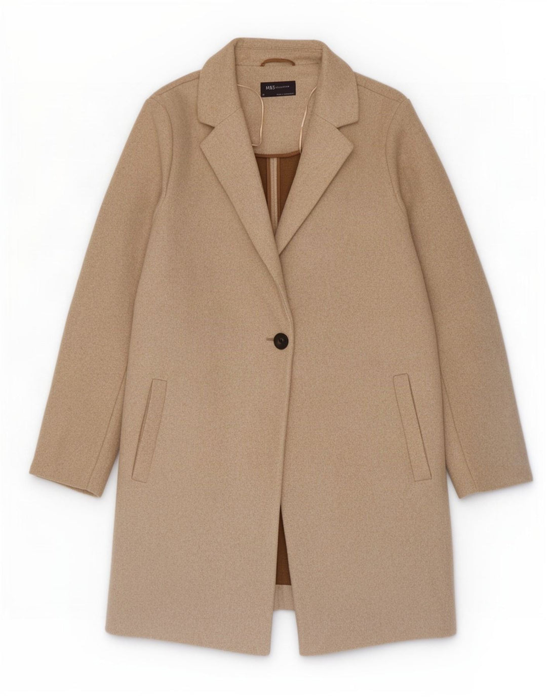 Marks & Spencer Dame Overfrakke UK 18 XL Beige Bomuld