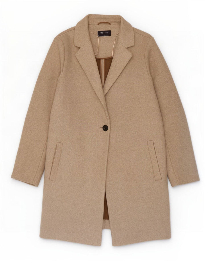 Marks & Spencer Dame Overfrakke UK 18 XL Beige Bomuld