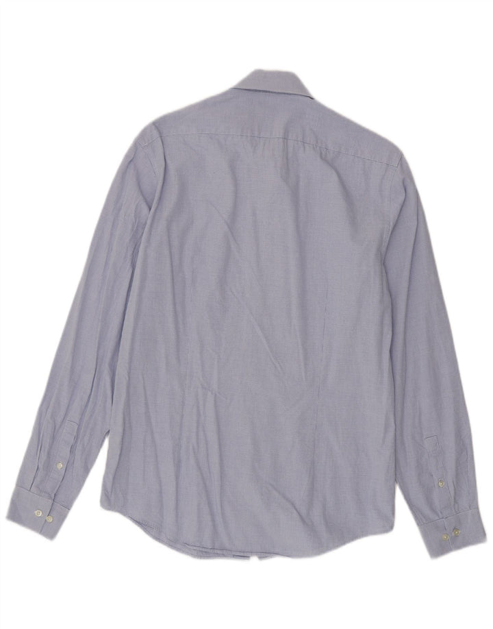 Calvin Klein Herre Fitted Shirt Størrelse 38 15 Medium Blue Gingham Cotton