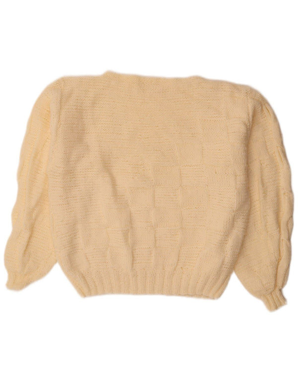 Vintage Dame Oversized Boat Neck Jumper Sweater UK 18 XL Off White