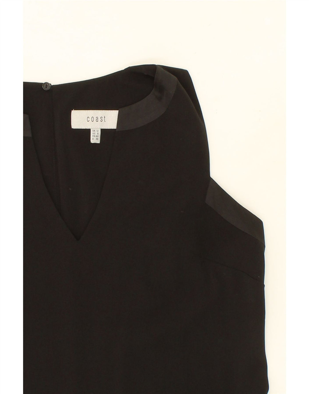 COAST Womens Sleeveless Blouse Top UK 12 Medium Black Polyester Vintage Coast and Second-Hand Coast from Messina Hembry 