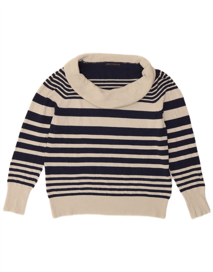 Marks & Spencer Dame Roll Neck Jumper Sweater UK 14 Large Navy Blue