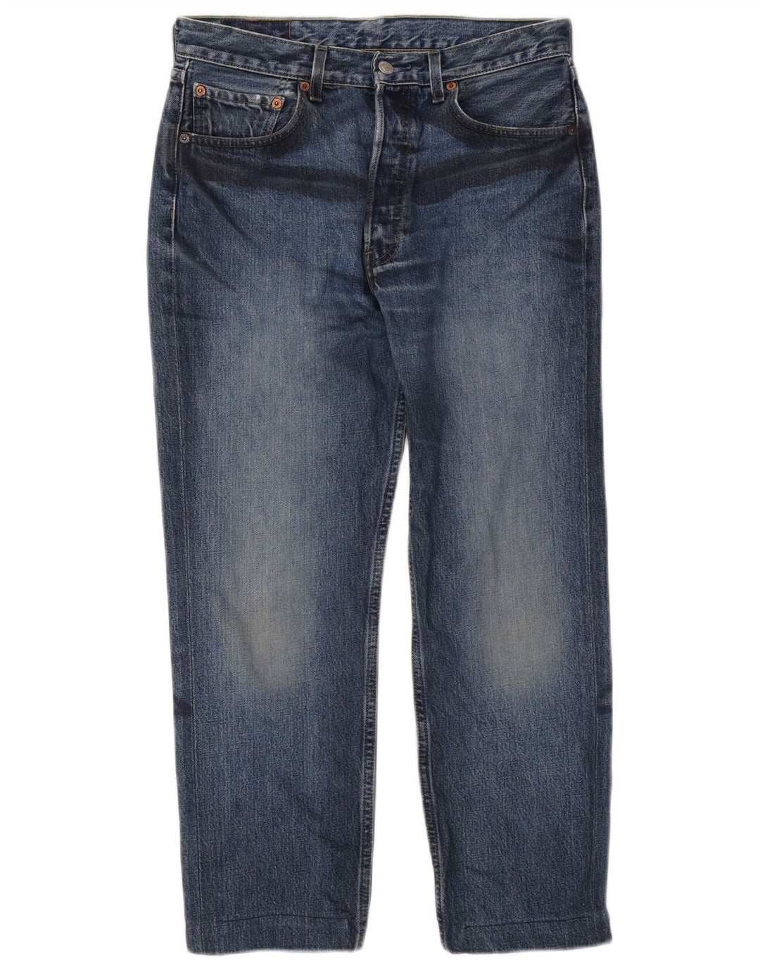 Levi's Herre 501 Cropped Straight Jeans W28 L25 Blå Bomuld
