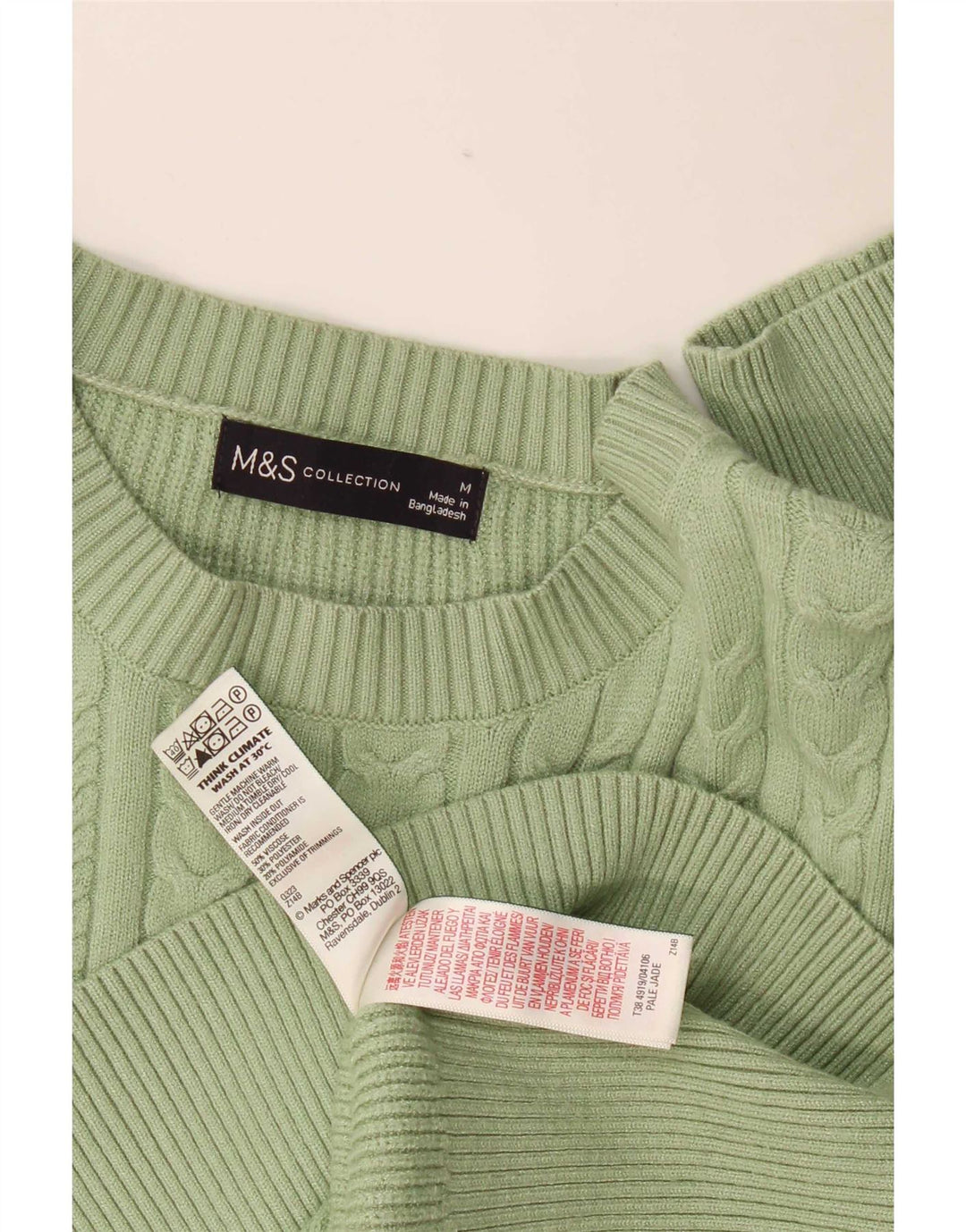 Marks & Spencer Dame sweater med rund hals DK 14 Medium Grøn viskose