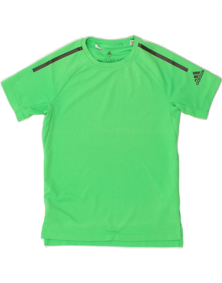 ADIDAS Boys Climacool T-Shirt Top 9-10 Years Small Green Polyester | Vintage Adidas | Thrift | Second-Hand Adidas | Used Clothing | Messina Hembry 