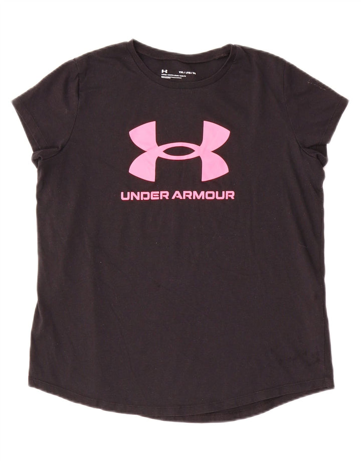 UNDER ARMOUR Piger Loose Fit Grafisk T-Shirt Top 13-14 år XL Sort