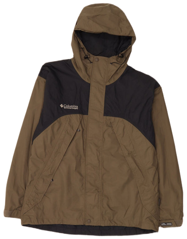 Columbia Regnjakke med hætte til mænd UK 40 Stor Khaki Colourblock