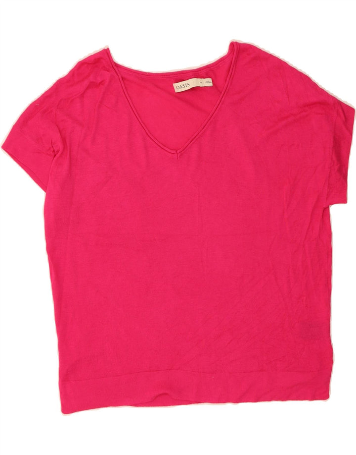 OASIS Womens V-Neck Jumper Sweater UK 14 Medium Pink Viscose Vintage Oasis and Second-Hand Oasis from Messina Hembry 