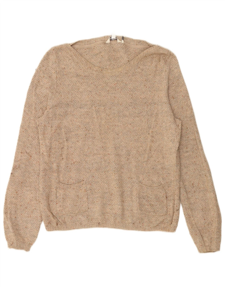 FAT FACE Dame Boat Neck Jumper Sweater UK 14 Large Beige