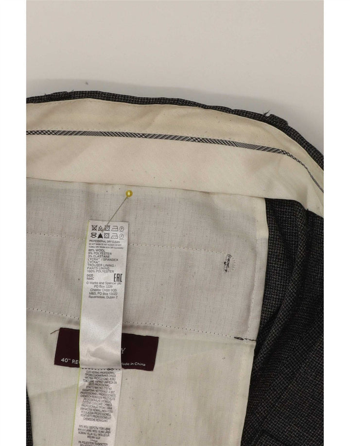 Marks & Spencer Herre tilspidsede jakkesætsbukser W40 L31 Grå Uld Classic