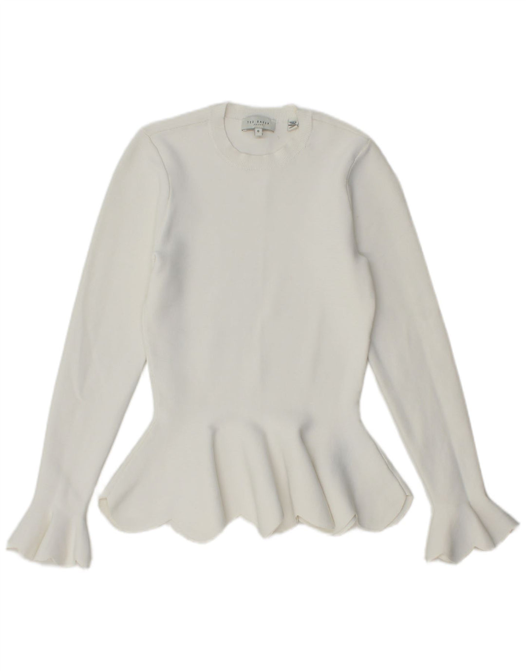 Ted Baker dame sweater med rund hals str. 0 2XS Hvid viskose