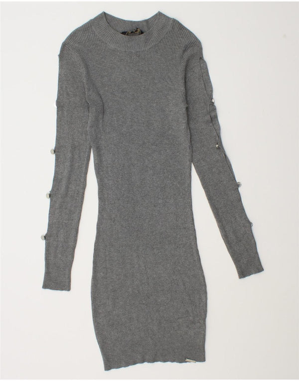 Lipsy Dame Jumper Dress UK 14 Medium Grey Viscose