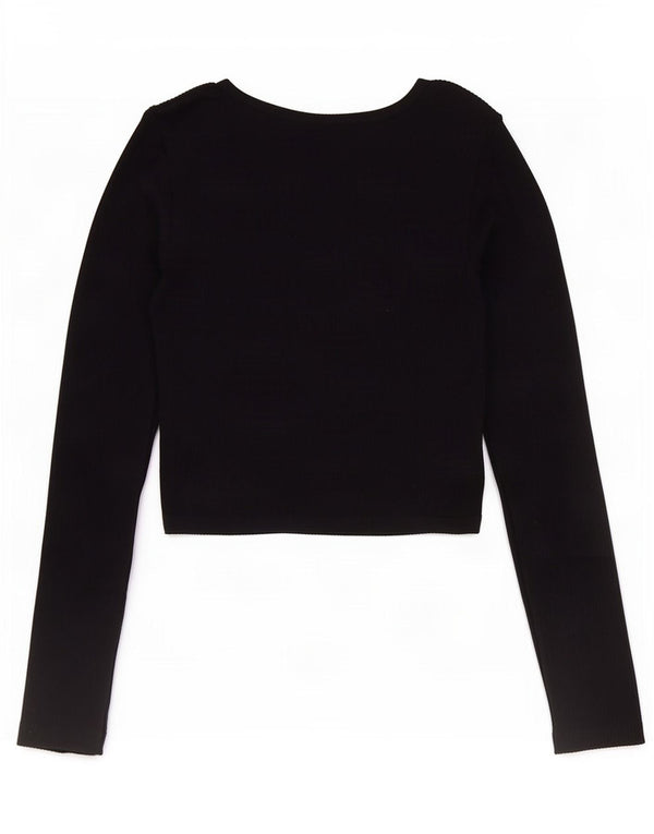 Zara Dame Crop Top Langærmet UK 4 XS Navy Blue