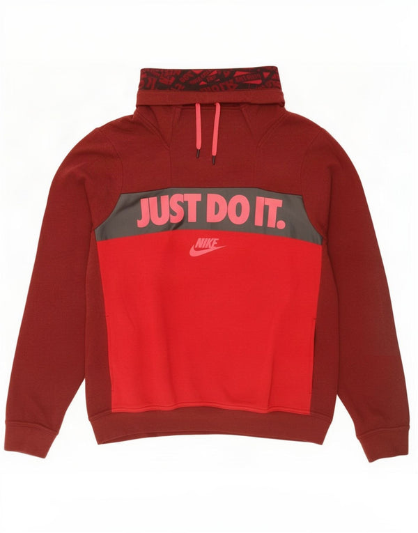 Nike Womens Graphic Sweatshirt Jumper UK 14 Medium Red Colourblock Cotton