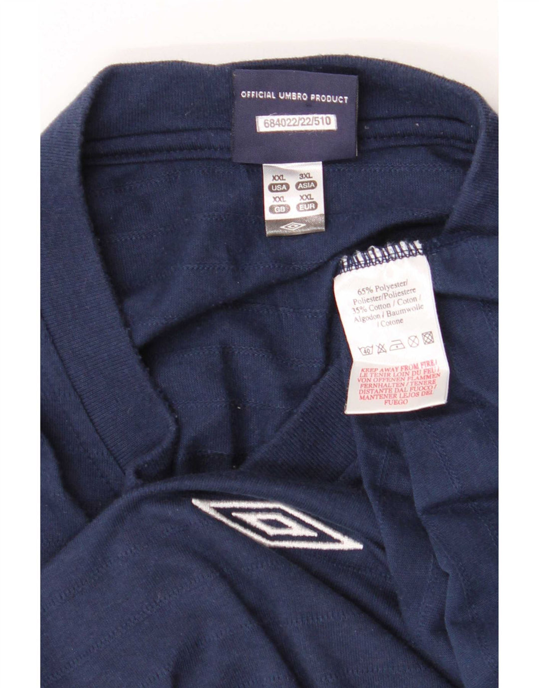 Umbro Herre T-Shirt Top 2XL Navy Blue Polyester