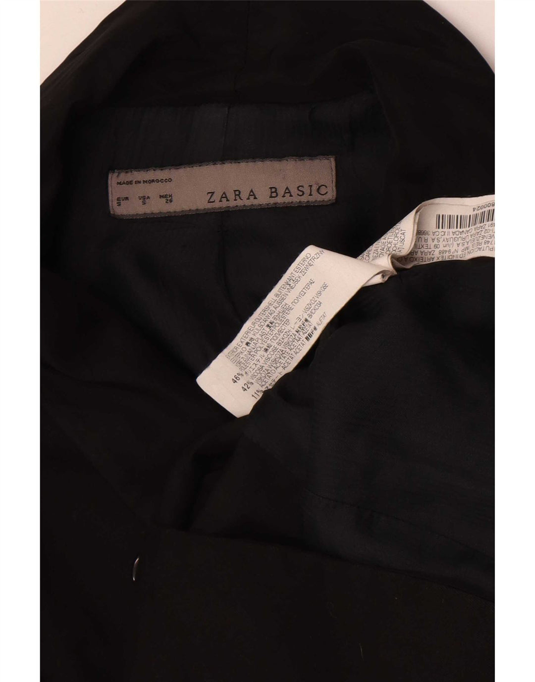 Zara Dame 1 Knap Blazer Jacket UK 10 Small Black Polyester