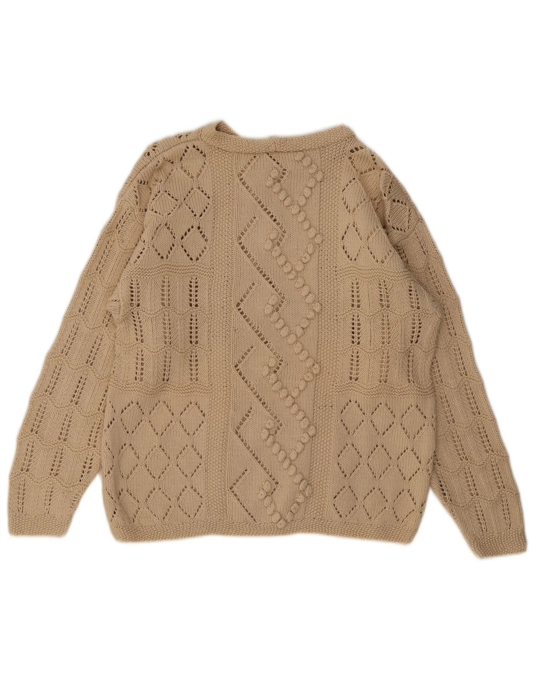 Vintage Dame Boat Neck Jumper Sweater UK 14 Medium Beige