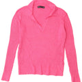 Marks & Spencer Dame Polo Neck Jumper Sweater UK 12 Medium Pink Viscose