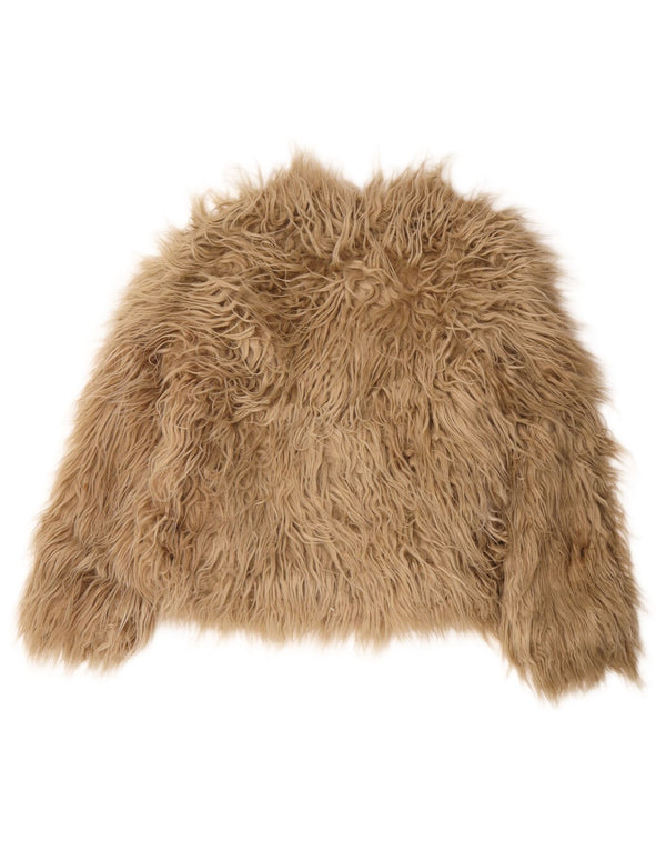 Zara Dame imiteret Pelsjakke UK 14 Medium Brun Modacryl
