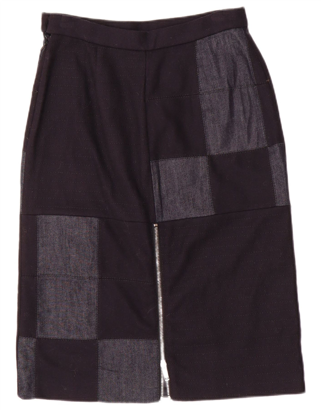 Iceberg Dame Midi Nederdel IT 40 Small W26 Navy Blue Patchwork Nylon