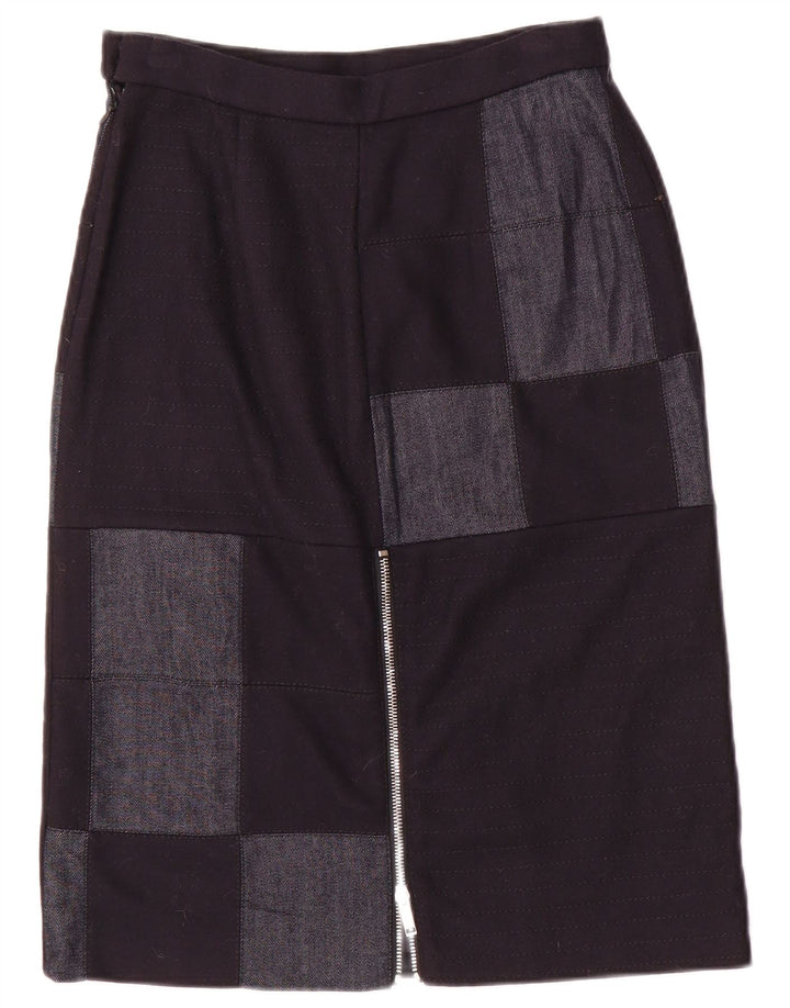Iceberg Dame Midi Nederdel IT 40 Small W26 Navy Blue Patchwork Nylon