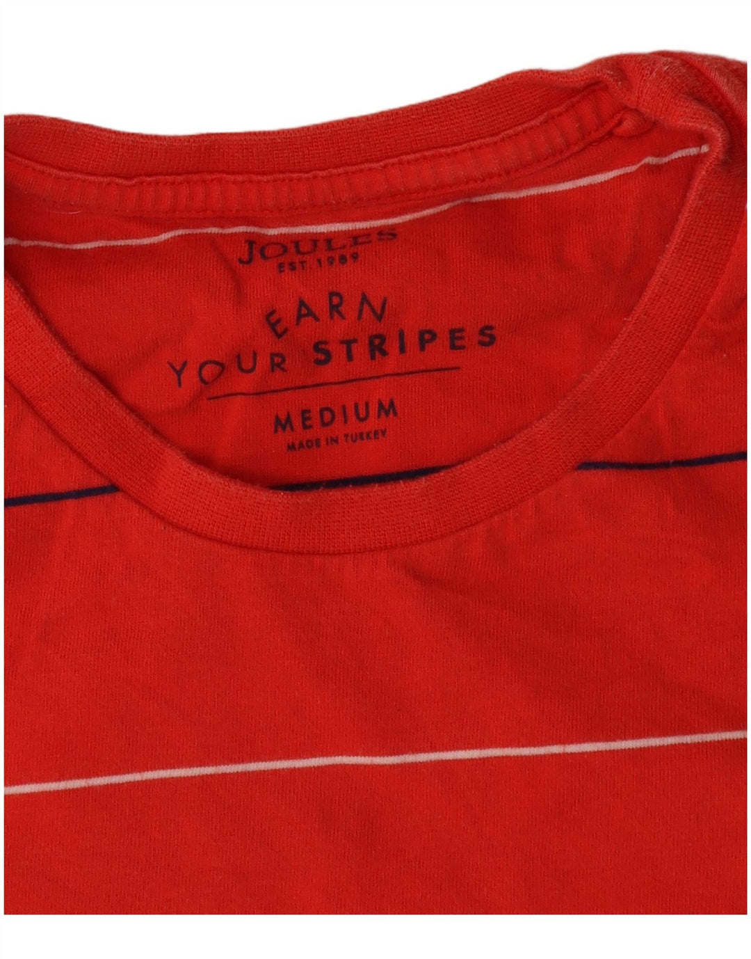 Joules Herre T-Shirt Top Medium Rød Stribet Bomuld