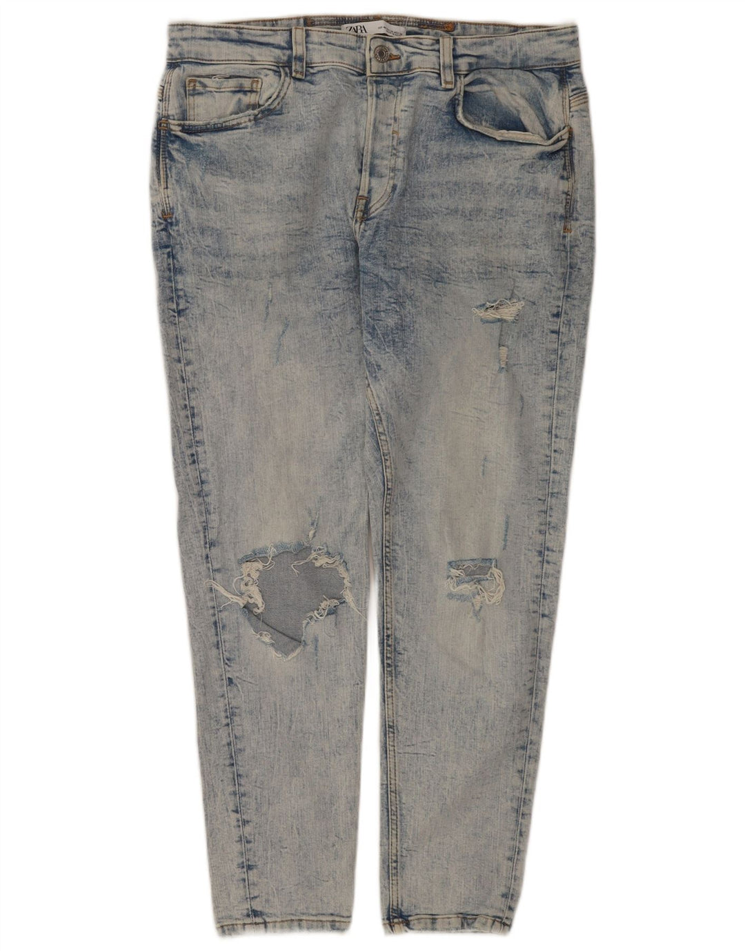 Zara Herre Distressed Slim Jeans EU 44 Large W34 L28 Blue