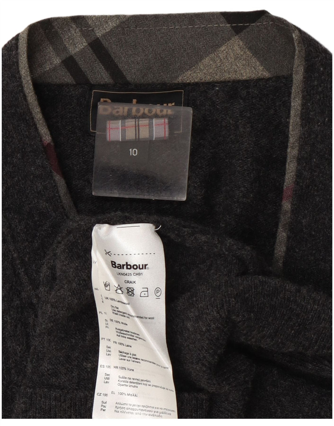 Barbour Dame Cardigan Sweater UK 10 Lille Grå Uld