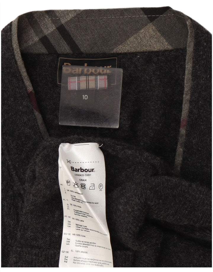 Barbour Dame Cardigan Sweater UK 10 Lille Grå Uld